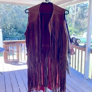 Boutique Camel Colored Fringe Vest. Size Large
